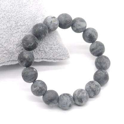 CGB171 Black Labradorite Beads Stretch Bracelet Matte Round 10mm 12mm