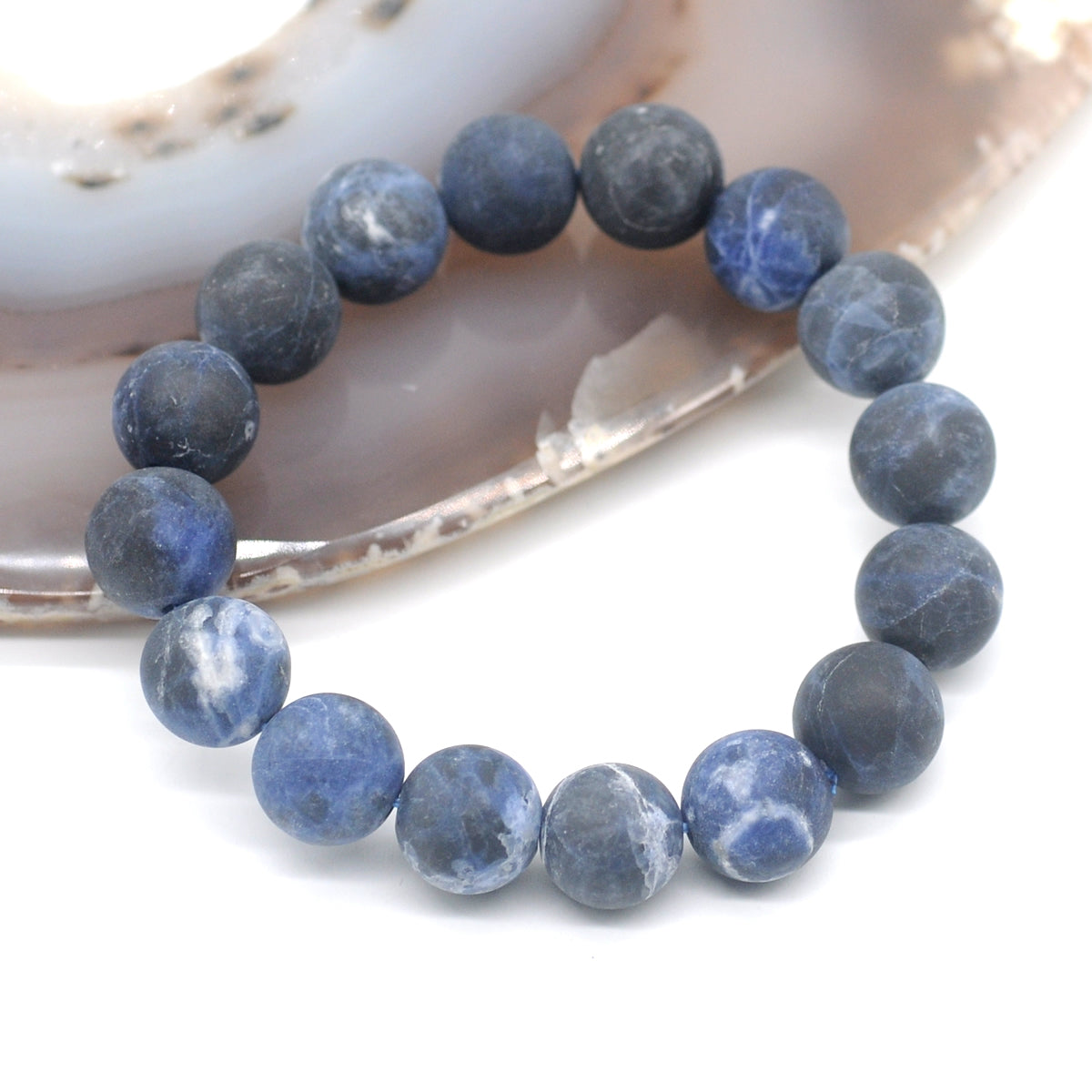 CGB172 Sodalite Gemstone Beads Stretch Bracelet Matte Round 10mm 12mm