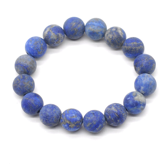 CGB173 Lapis Lazuli Gemstone Beads Stretch Bracelet Matte Round 10mm 12mm