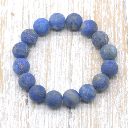 CGB173 Lapis Lazuli Gemstone Beads Stretch Bracelet Matte Round 10mm 12mm