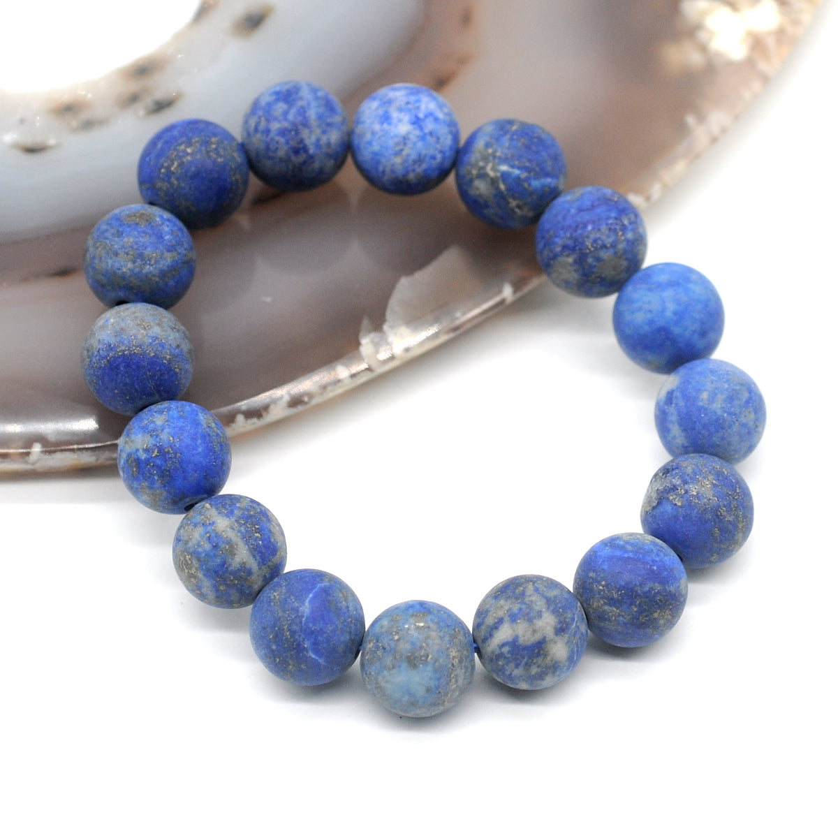 CGB173 Lapis Lazuli Gemstone Beads Stretch Bracelet Matte Round 10mm 12mm