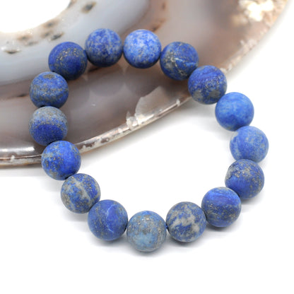 CGB173 Lapis Lazuli Gemstone Beads Stretch Bracelet Matte Round 10mm 12mm