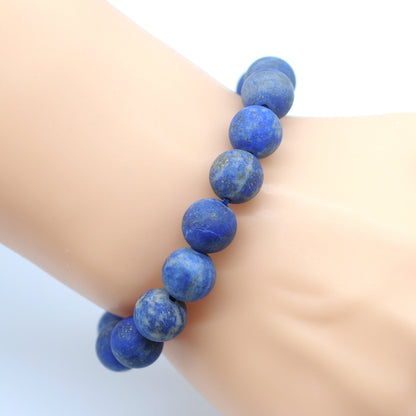 CGB173 Lapis Lazuli Gemstone Beads Stretch Bracelet Matte Round 10mm 12mm