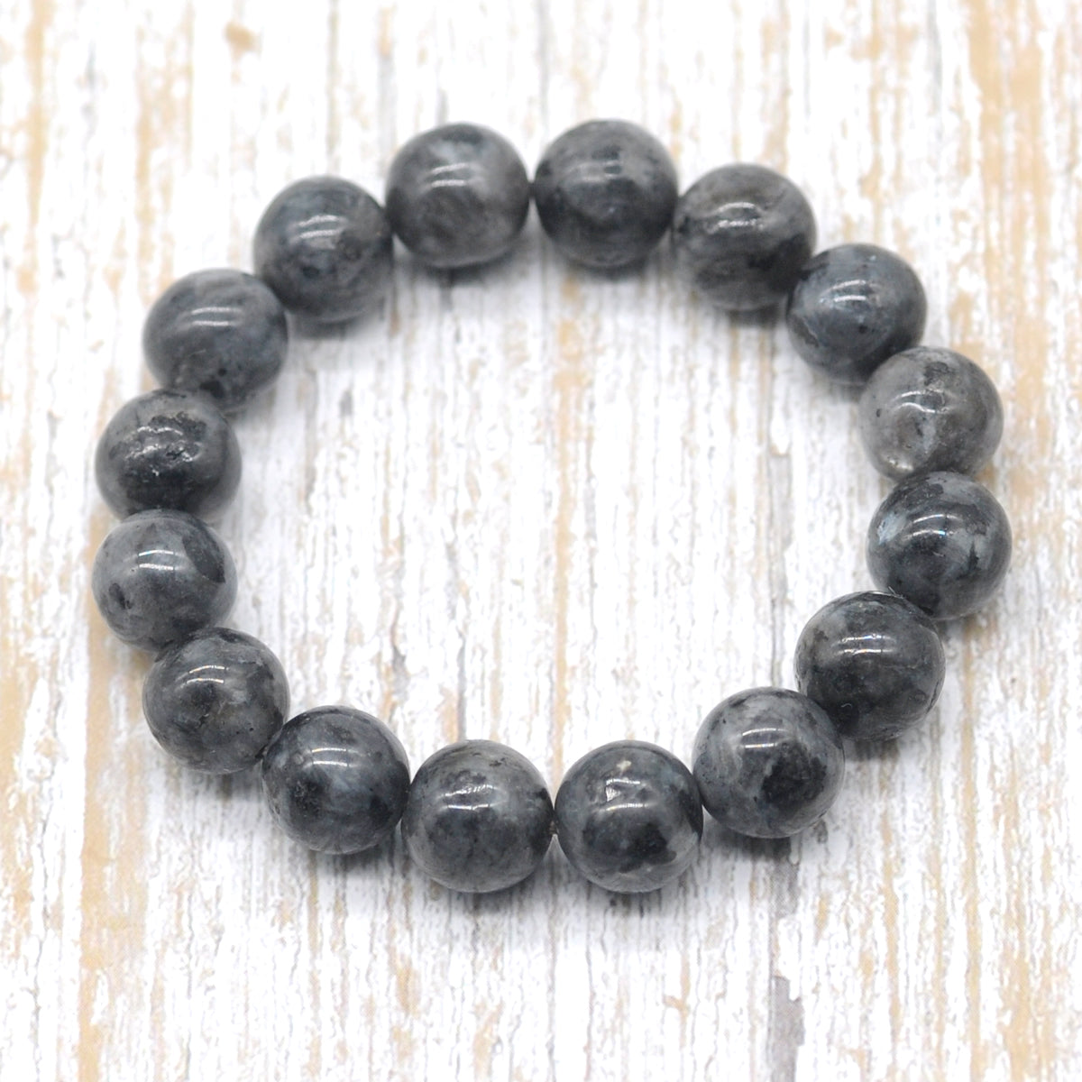 CGB18 Black Labradorite Beads Stretch Bracelet Smooth Round 10mm 12mm