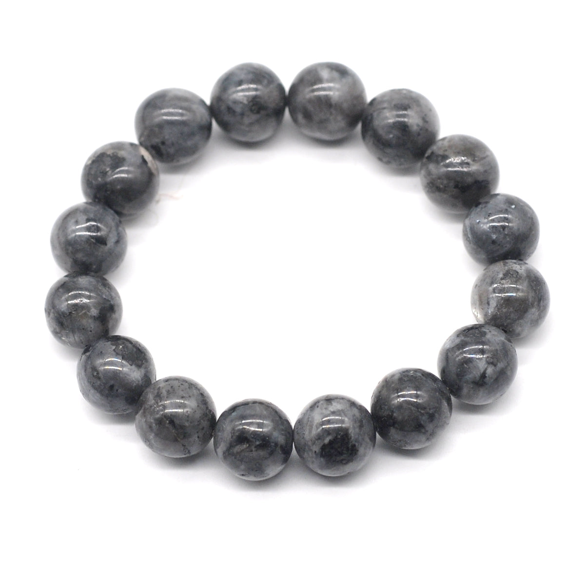 CGB18 Black Labradorite Beads Stretch Bracelet Smooth Round 10mm 12mm