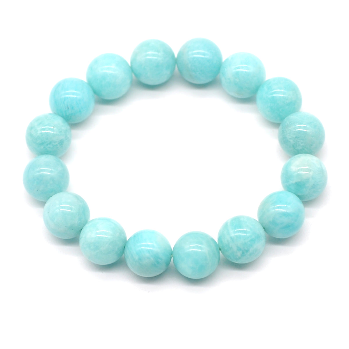 CGB19 Amazonite Gemstone Beads Stretch Bracelet Smooth Round 10mm 12mm