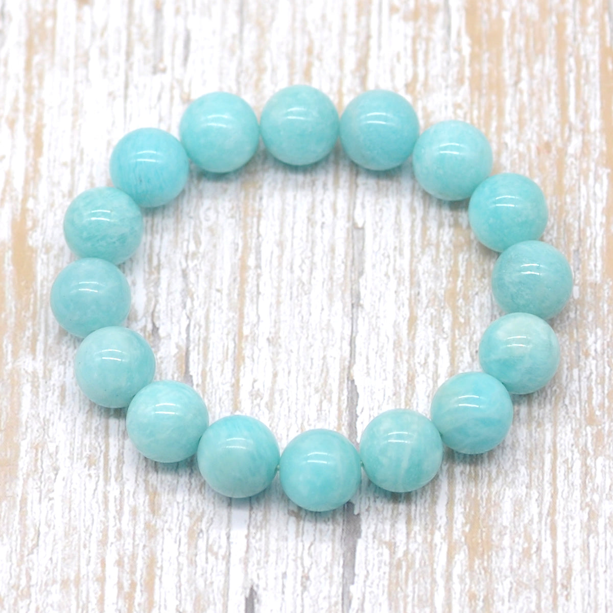 CGB19 Amazonite Gemstone Beads Stretch Bracelet Smooth Round 10mm 12mm