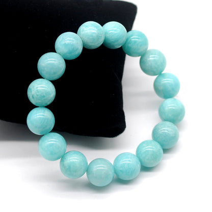 CGB19 Amazonite Gemstone Beads Stretch Bracelet Smooth Round 10mm 12mm