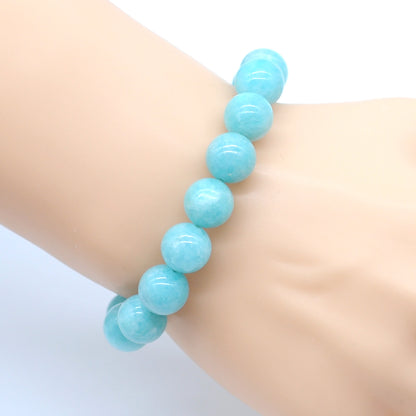 CGB19 Amazonite Gemstone Beads Stretch Bracelet Smooth Round 10mm 12mm