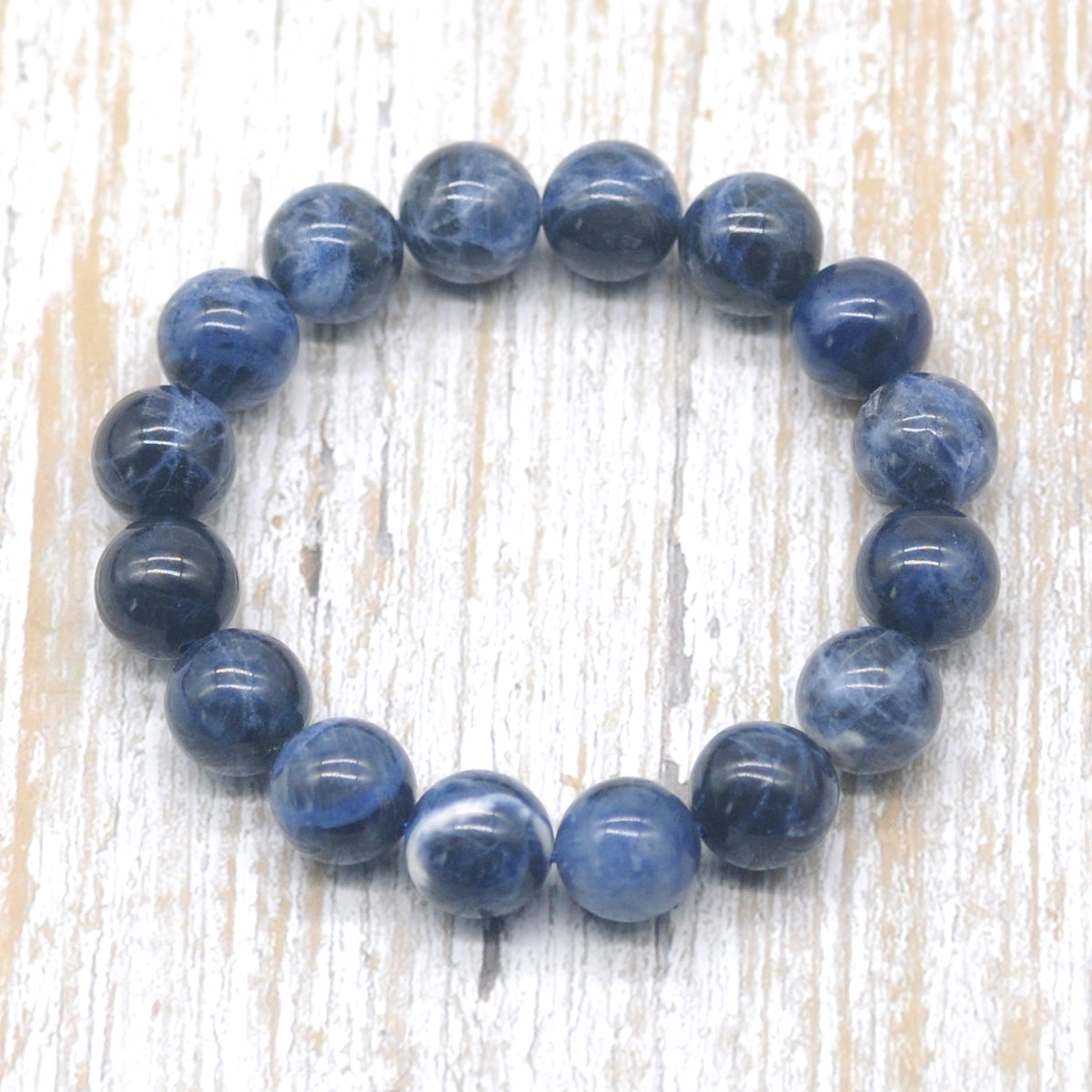 CGB21 Sodalite Gemstone Beads Stretch Bracelet Smooth Round 10mm 12mm