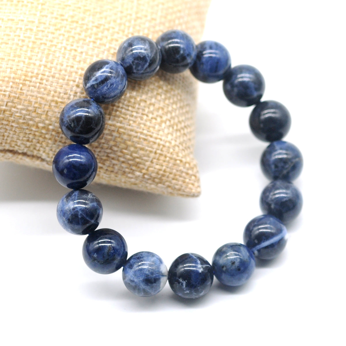 CGB21 Sodalite Gemstone Beads Stretch Bracelet Smooth Round 10mm 12mm