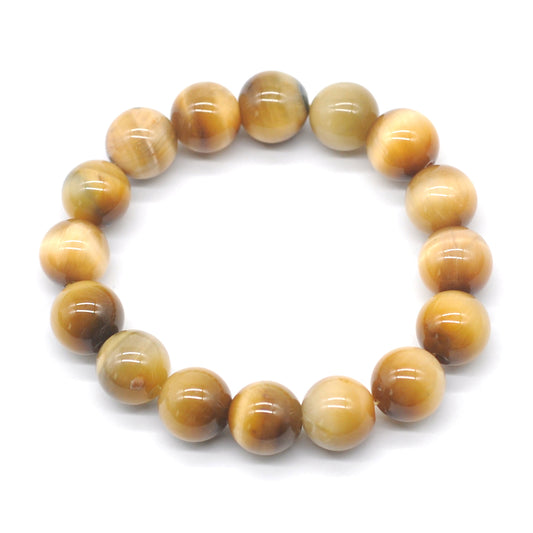 CGB25 Golden Tiger Eye Beads Stretch Bracelet Smooth Round 10mm 12mm