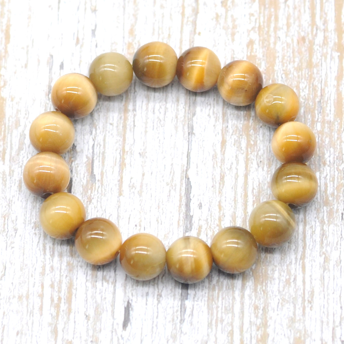 CGB25 Golden Tiger Eye Beads Stretch Bracelet Smooth Round 10mm 12mm