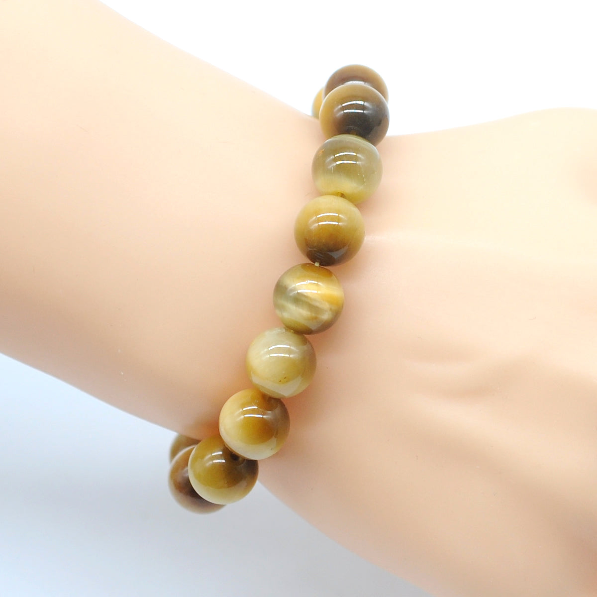 CGB25 Golden Tiger Eye Beads Stretch Bracelet Smooth Round 10mm 12mm