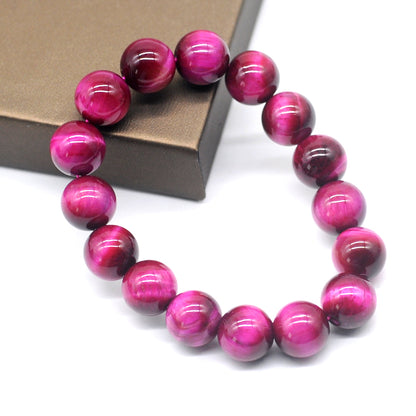 CGB27 Red Tiger Eye Beads Stretch Bracelet Smooth Round 10mm 12mm