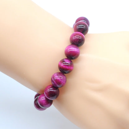 CGB27 Red Tiger Eye Beads Stretch Bracelet Smooth Round 10mm 12mm