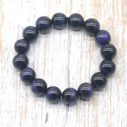 CGB28 Purple Tiger Eye Beads Stretch Bracelet Smooth Round 10mm 12mm