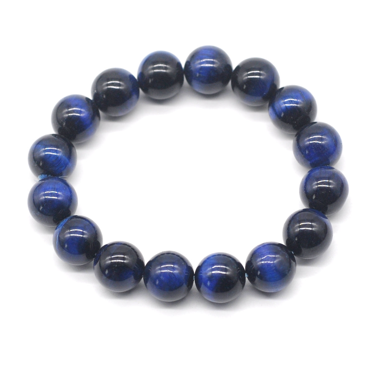 CGB29 Blue Tiger Eye Beads Stretch Bracelet Smooth Round 10mm 12mm