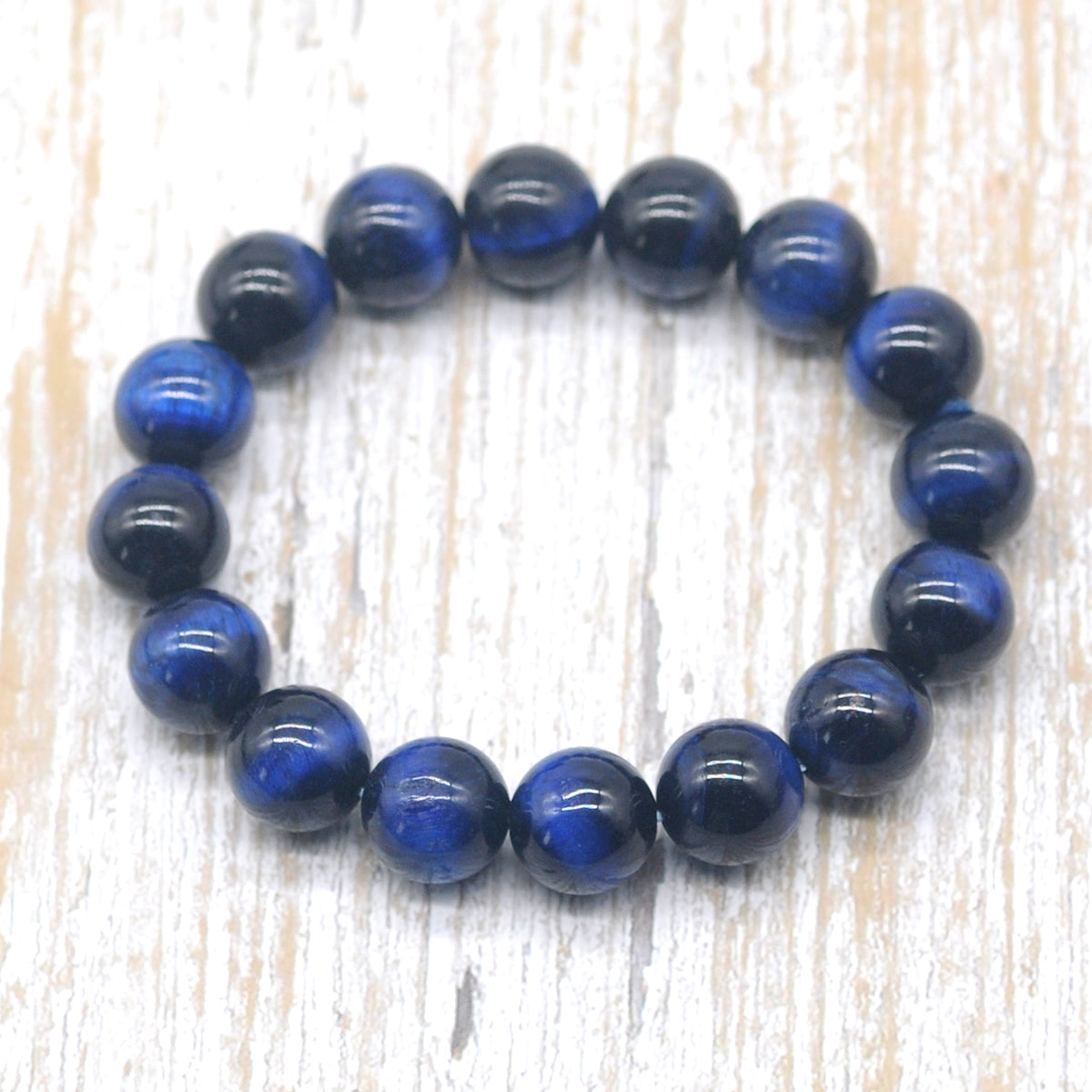 CGB29 Blue Tiger Eye Beads Stretch Bracelet Smooth Round 10mm 12mm