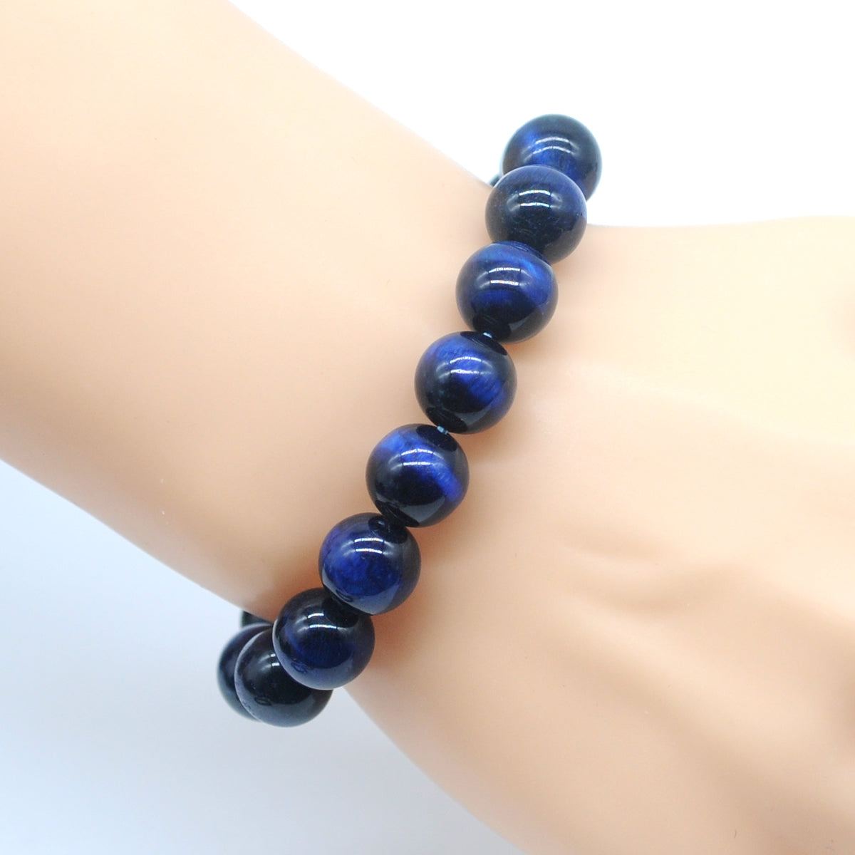 CGB29 Blue Tiger Eye Beads Stretch Bracelet Smooth Round 10mm 12mm