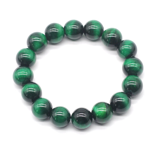 CGB30 Green Tiger Eye Beads Stretch Bracelet Smooth Round 10mm 12mm