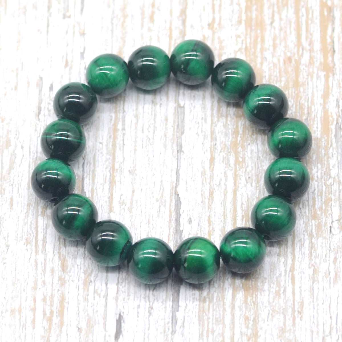 CGB30 Green Tiger Eye Beads Stretch Bracelet Smooth Round 10mm 12mm