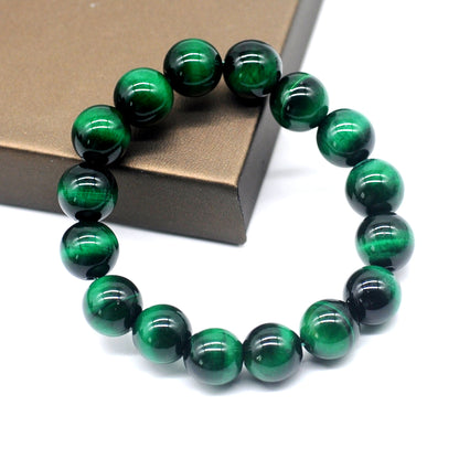 CGB30 Green Tiger Eye Beads Stretch Bracelet Smooth Round 10mm 12mm