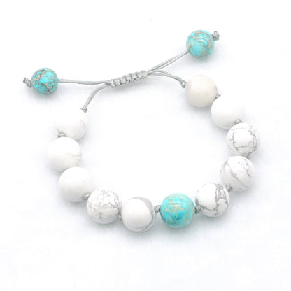 CGB306 White Howlite & Sea Sediment Jasper Adjustable Bracelet Round 12mm