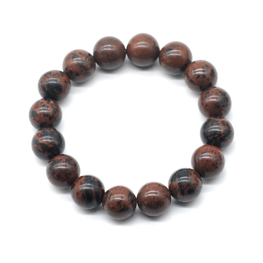 CGB33 Mahogany Obsidian Beads Stretch Bracelet Smooth Round 10mm 12mm