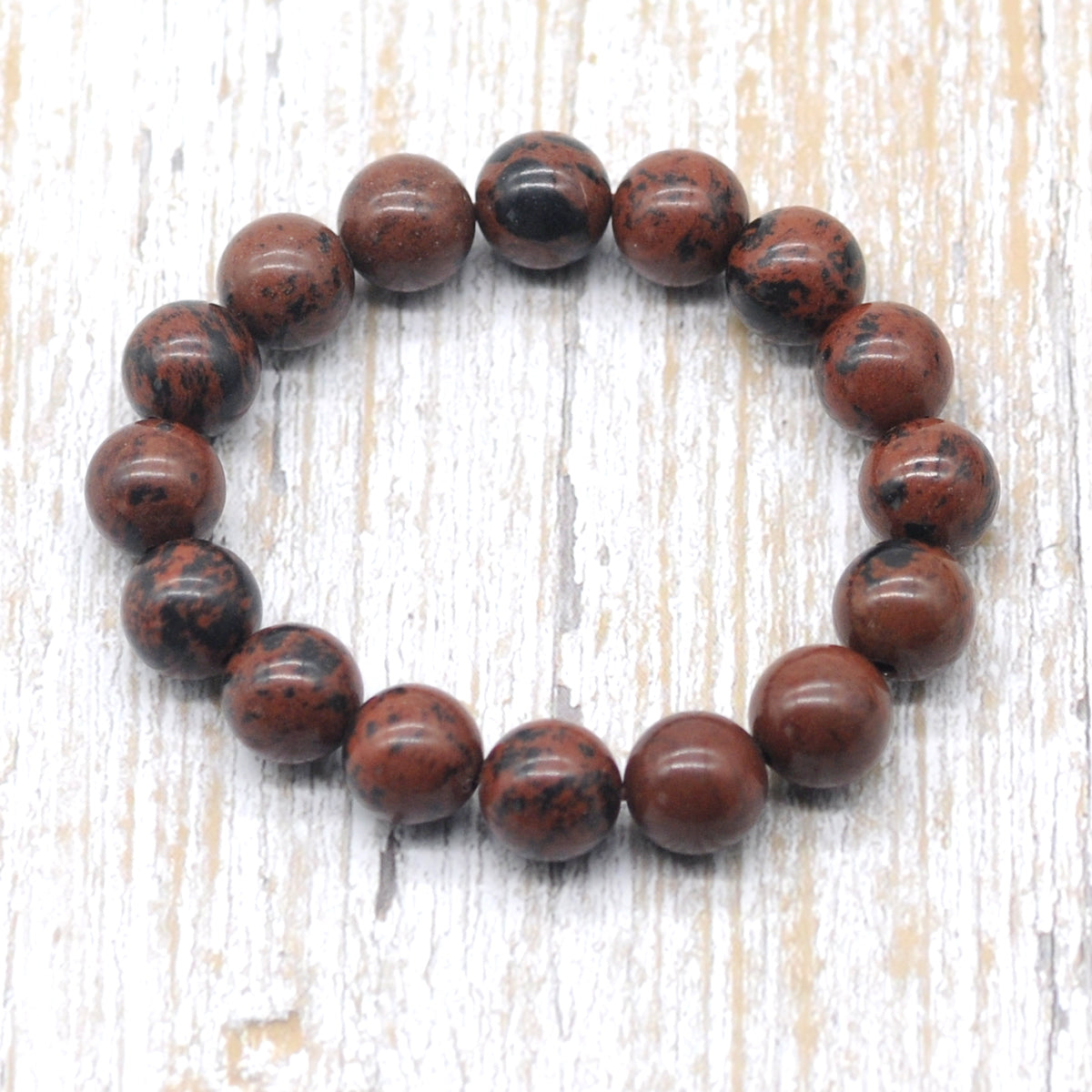 CGB33 Mahogany Obsidian Beads Stretch Bracelet Smooth Round 10mm 12mm