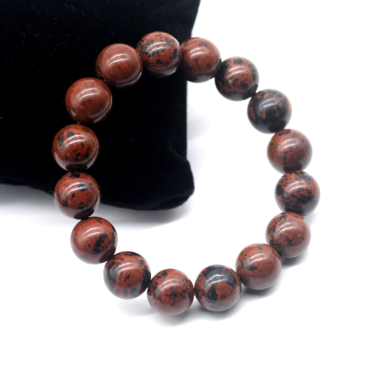 CGB33 Mahogany Obsidian Beads Stretch Bracelet Smooth Round 10mm 12mm