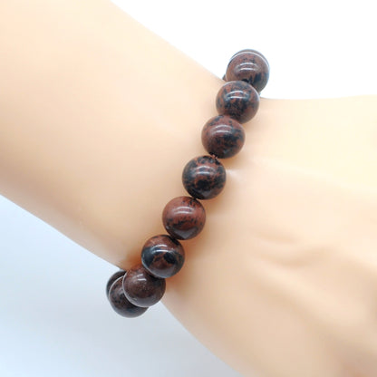 CGB33 Mahogany Obsidian Beads Stretch Bracelet Smooth Round 10mm 12mm