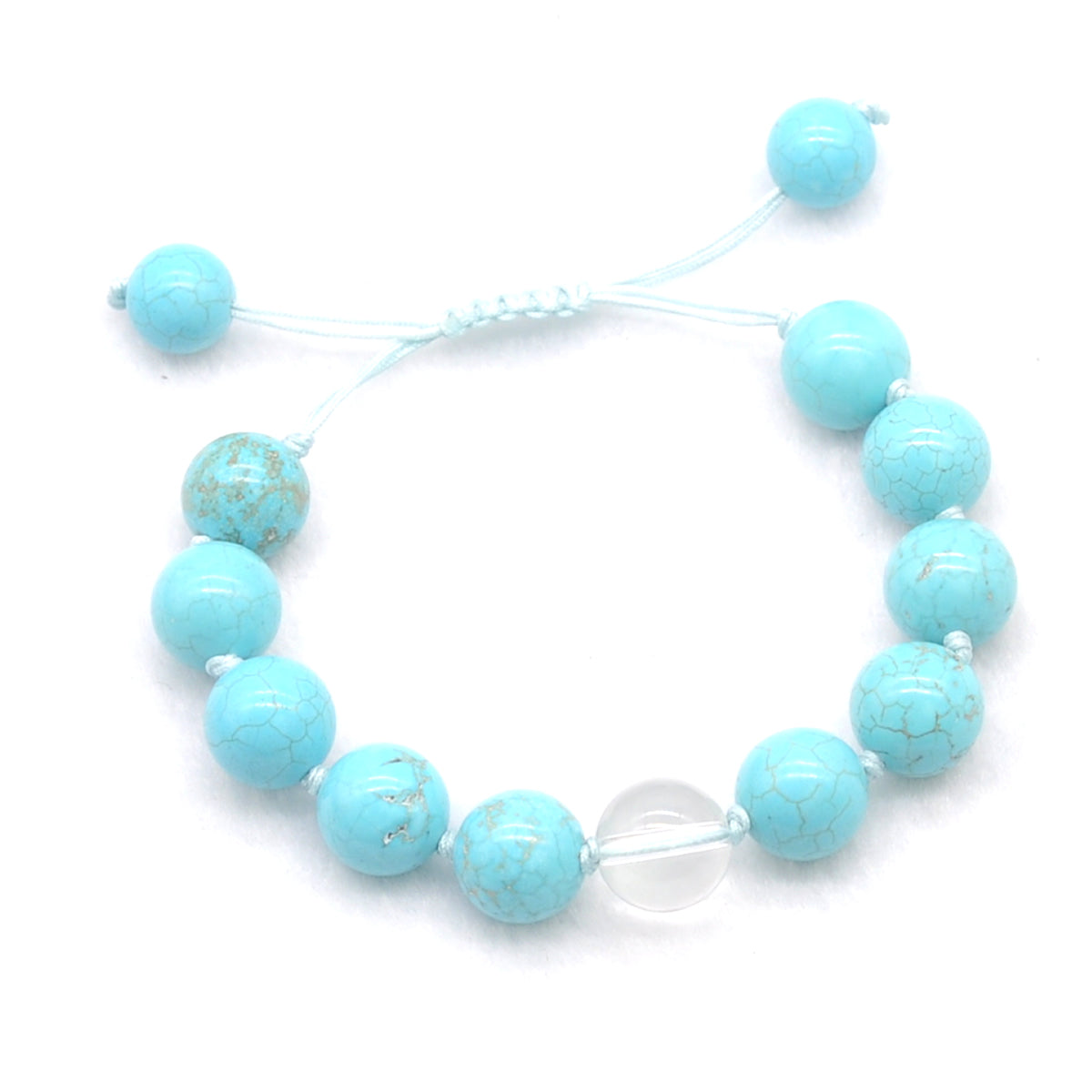 CGB350 Blue Howlite & Clear Quartz Adjustable Bracelet Round 12mm