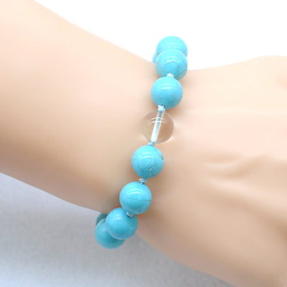 CGB350 Blue Howlite & Clear Quartz Adjustable Bracelet Round 12mm