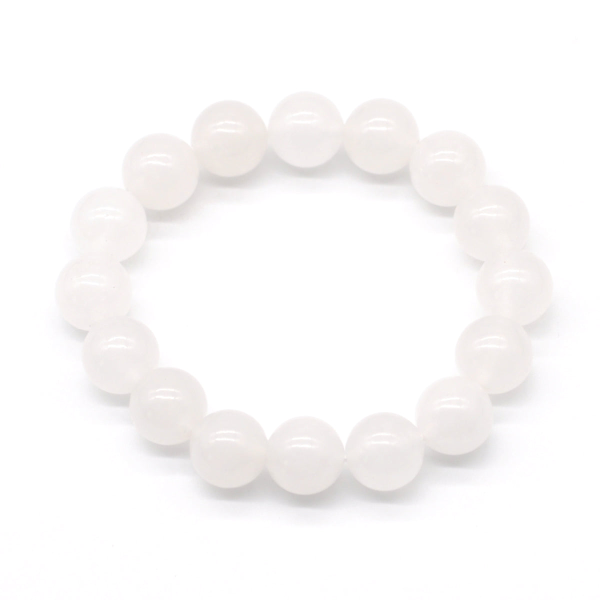 CGB36 White Jade Beads Stretch Bracelet Smooth Round 10mm 12mm