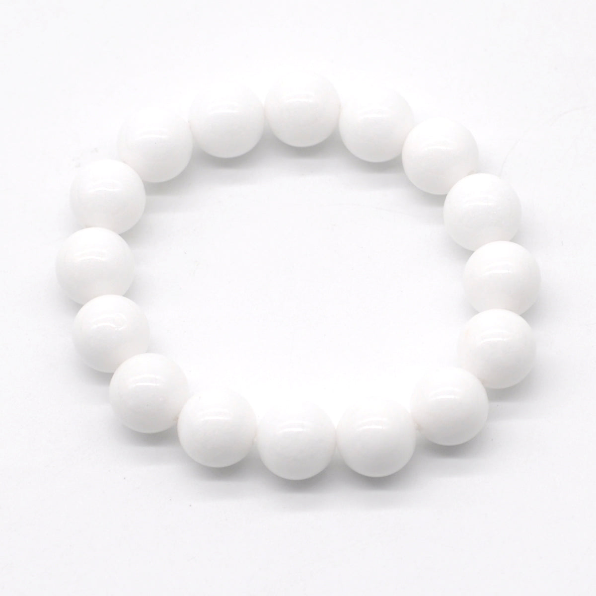 CGB37 White Candy Jade Beads Stretch Bracelet Smooth Round 10mm 12mm