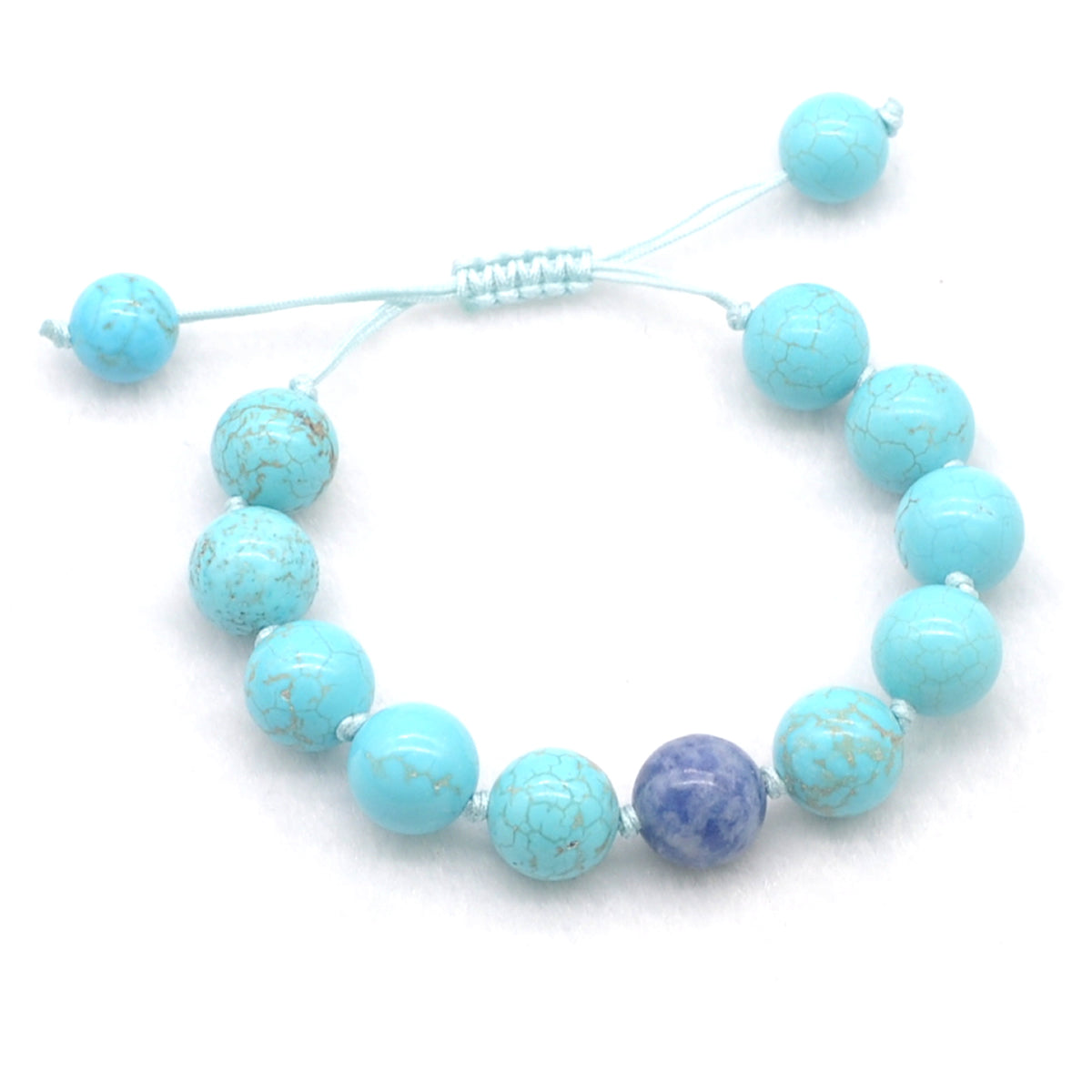 CGB372 Blue Howlite & Blue Spot Stone Adjustable Bracelet Round 12mm