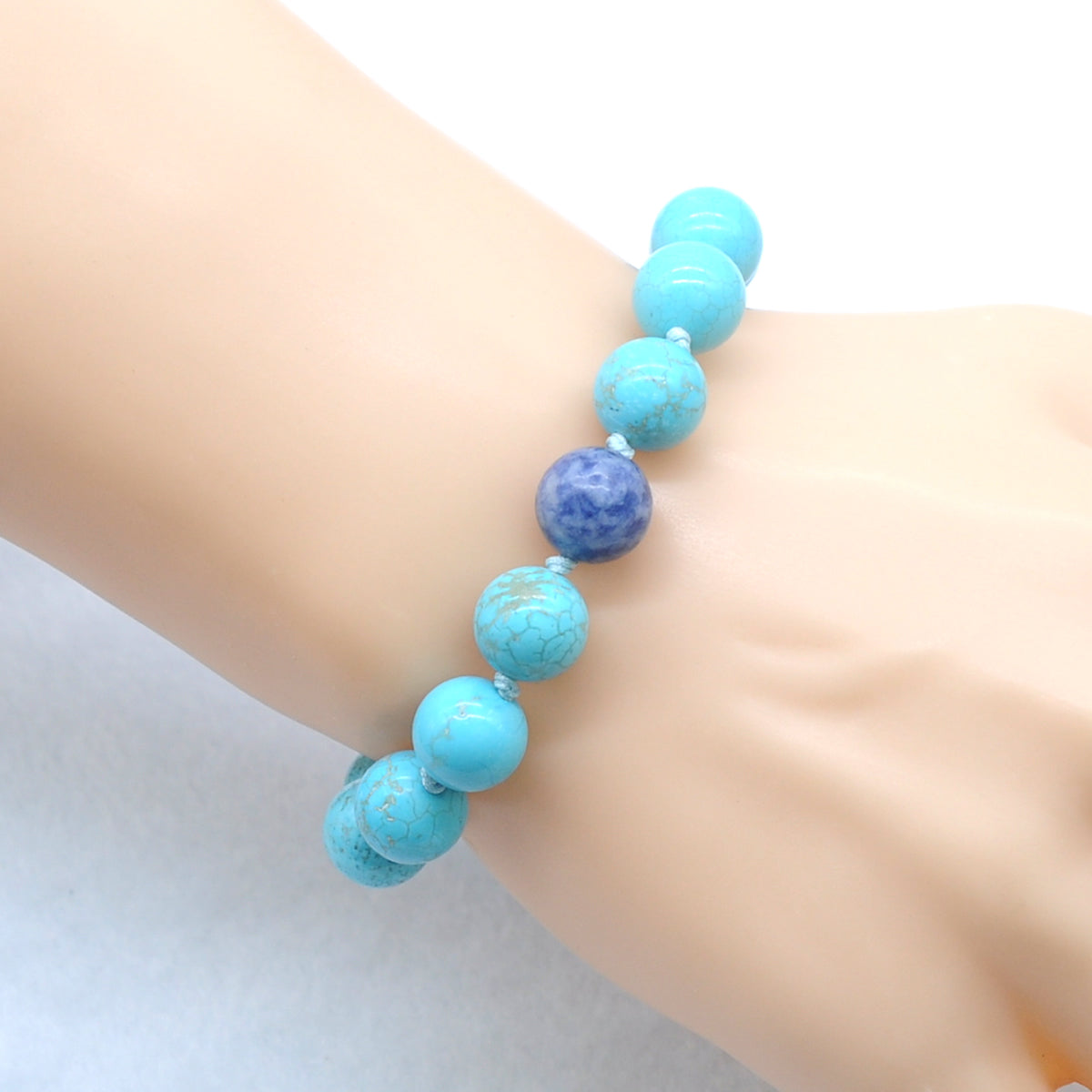 CGB372 Blue Howlite & Blue Spot Stone Adjustable Bracelet Round 12mm