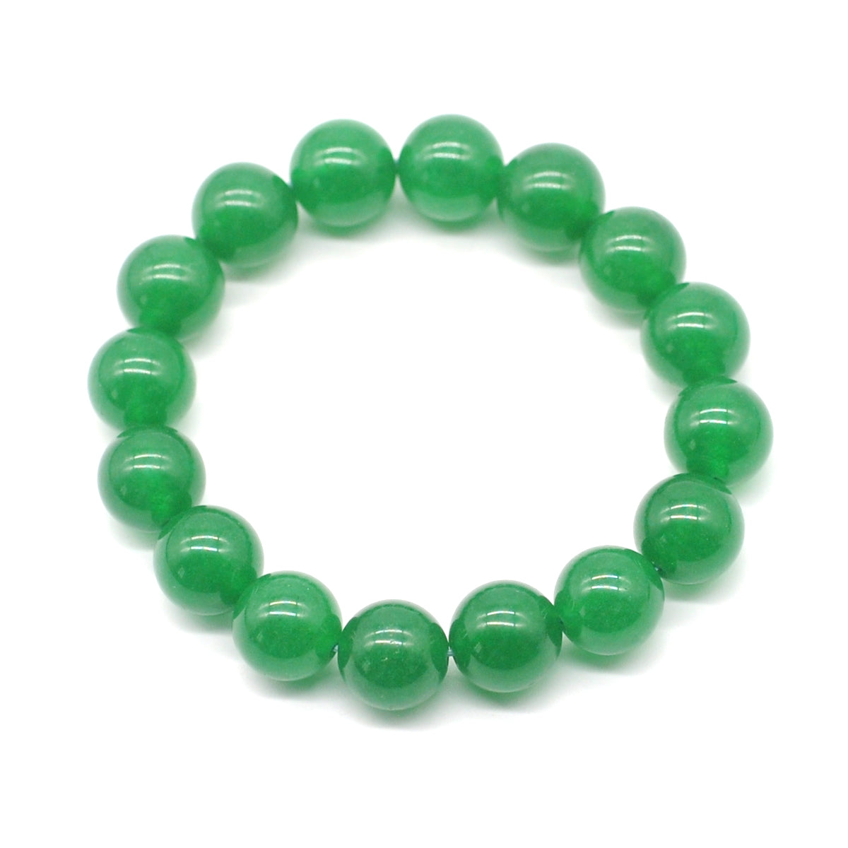 CGB38 Green Candy Jade Beads Stretch Bracelet Smooth Round 10mm 12mm