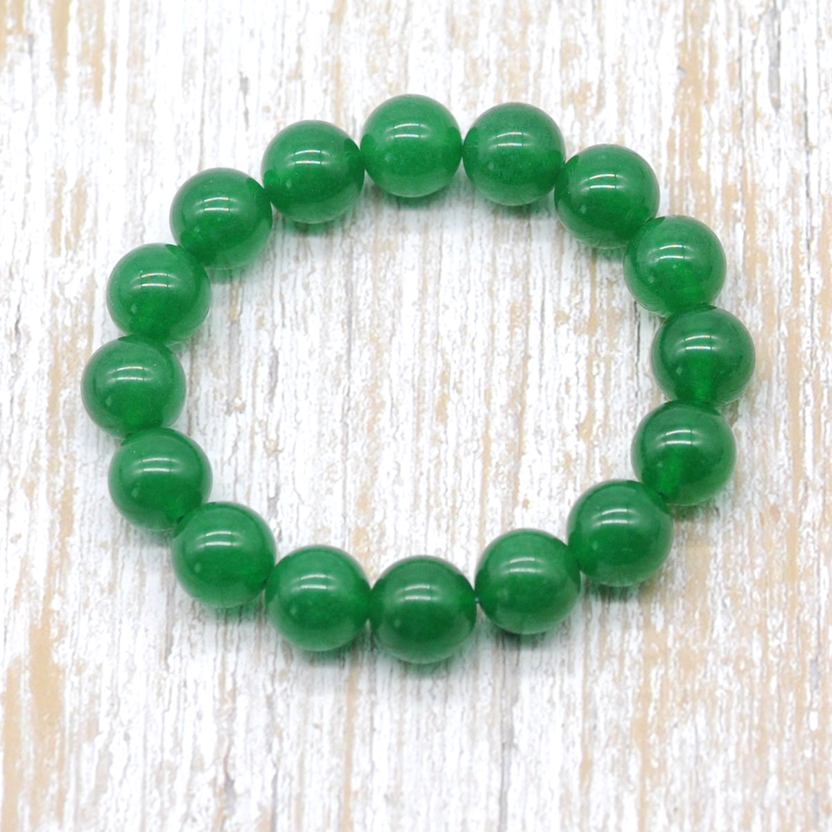 CGB38 Green Candy Jade Beads Stretch Bracelet Smooth Round 10mm 12mm