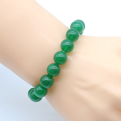 CGB38 Green Candy Jade Beads Stretch Bracelet Smooth Round 10mm 12mm