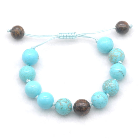 CGB380 Blue Howlite & Bronzite Adjustable Bracelet Round 12mm