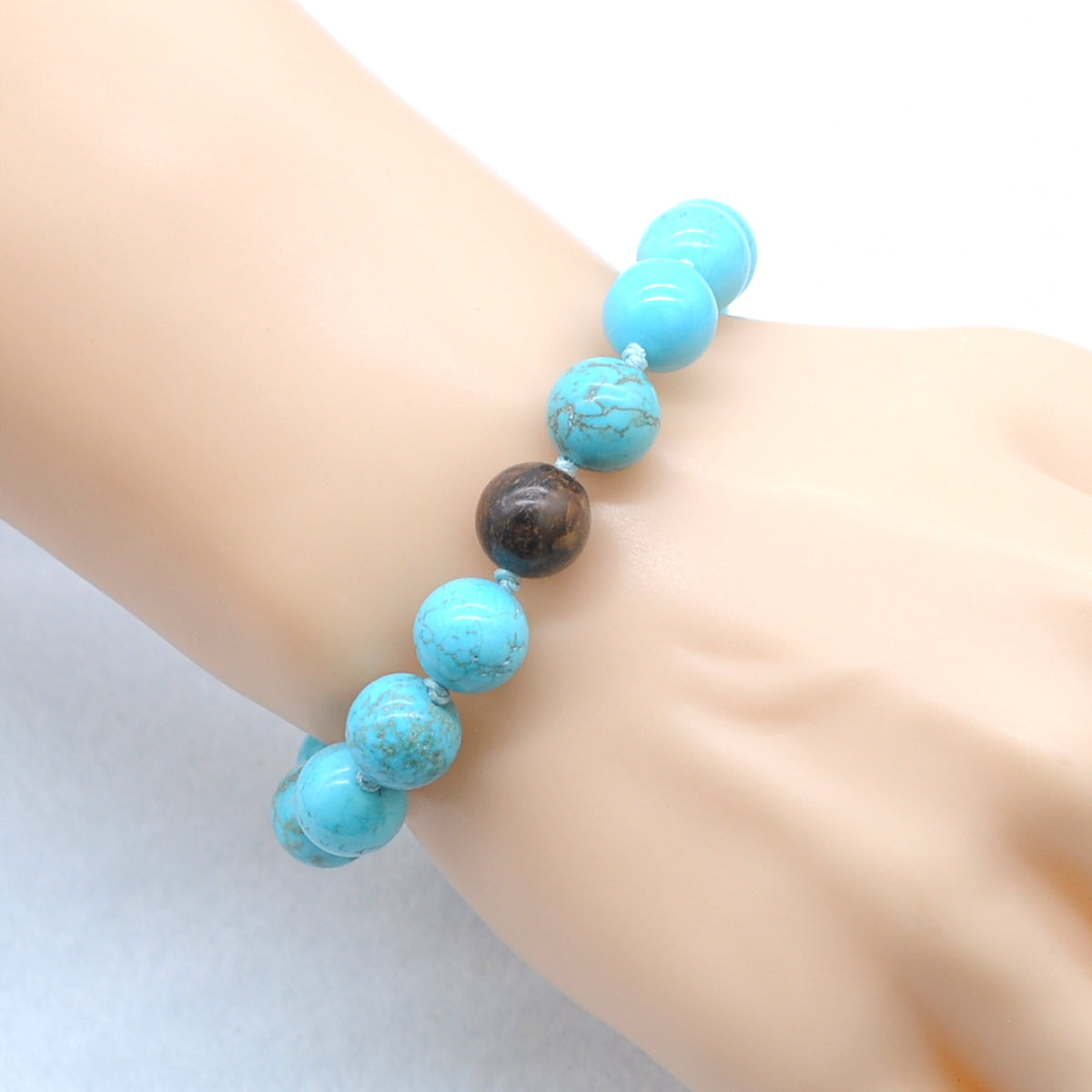 CGB380 Blue Howlite & Bronzite Adjustable Bracelet Round 12mm