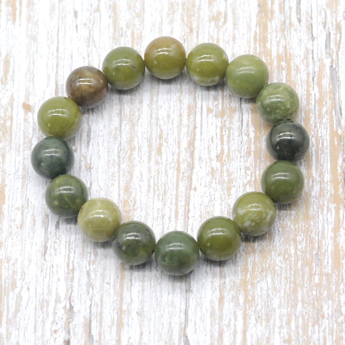 CGB40 Canadian Jade Beads Stretch Bracelet Smooth Round 10mm 12mm