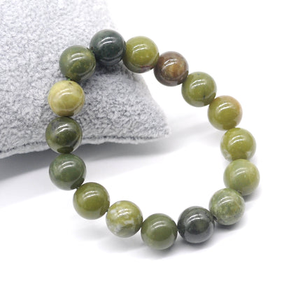 CGB40 Canadian Jade Beads Stretch Bracelet Smooth Round 10mm 12mm