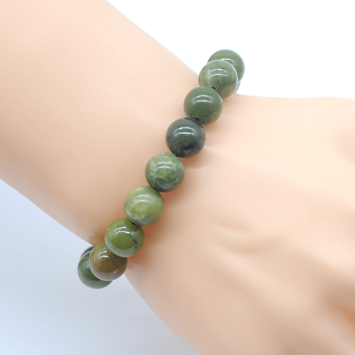 CGB40 Canadian Jade Beads Stretch Bracelet Smooth Round 10mm 12mm