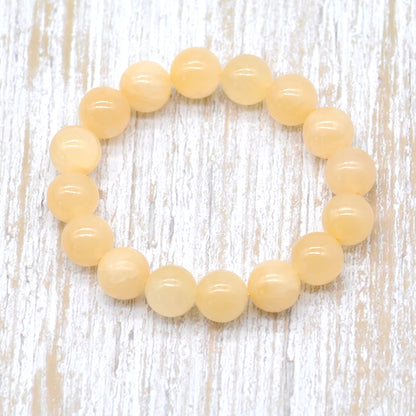 CGB41 Honey Jade Beads Stretch Bracelet Smooth Round 10mm 12mm