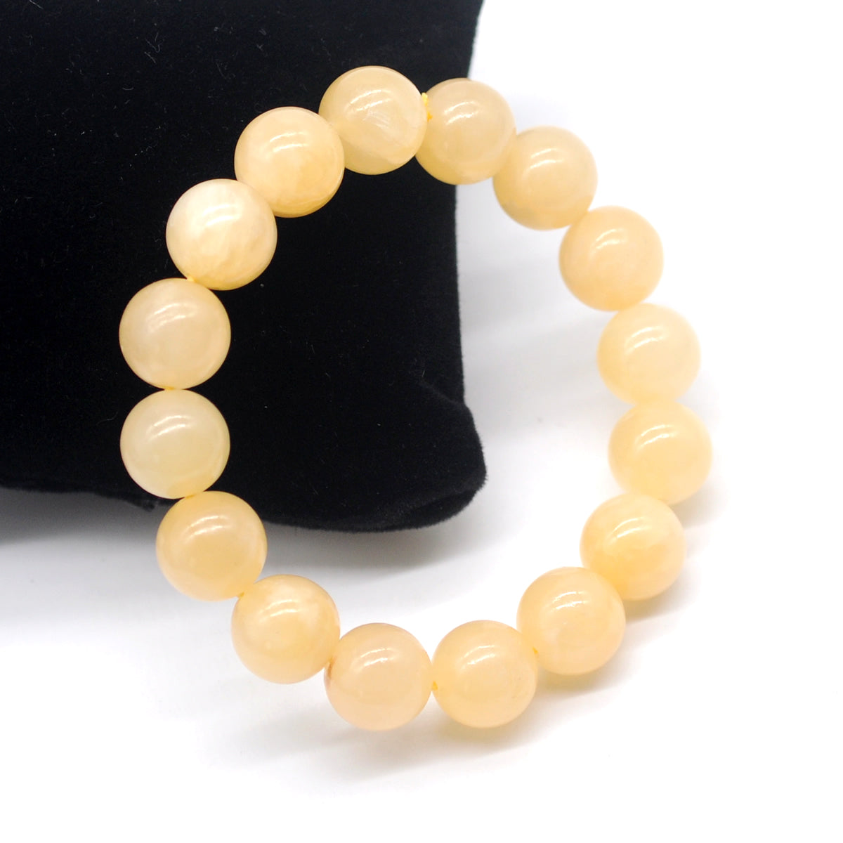 CGB41 Honey Jade Beads Stretch Bracelet Smooth Round 10mm 12mm