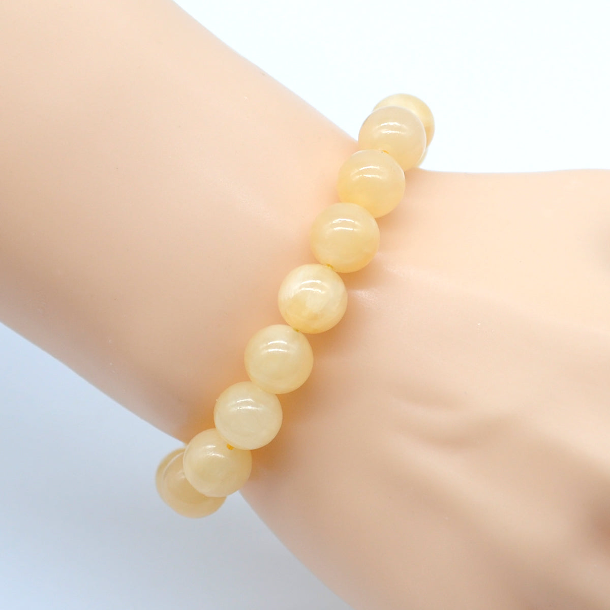 CGB41 Honey Jade Beads Stretch Bracelet Smooth Round 10mm 12mm