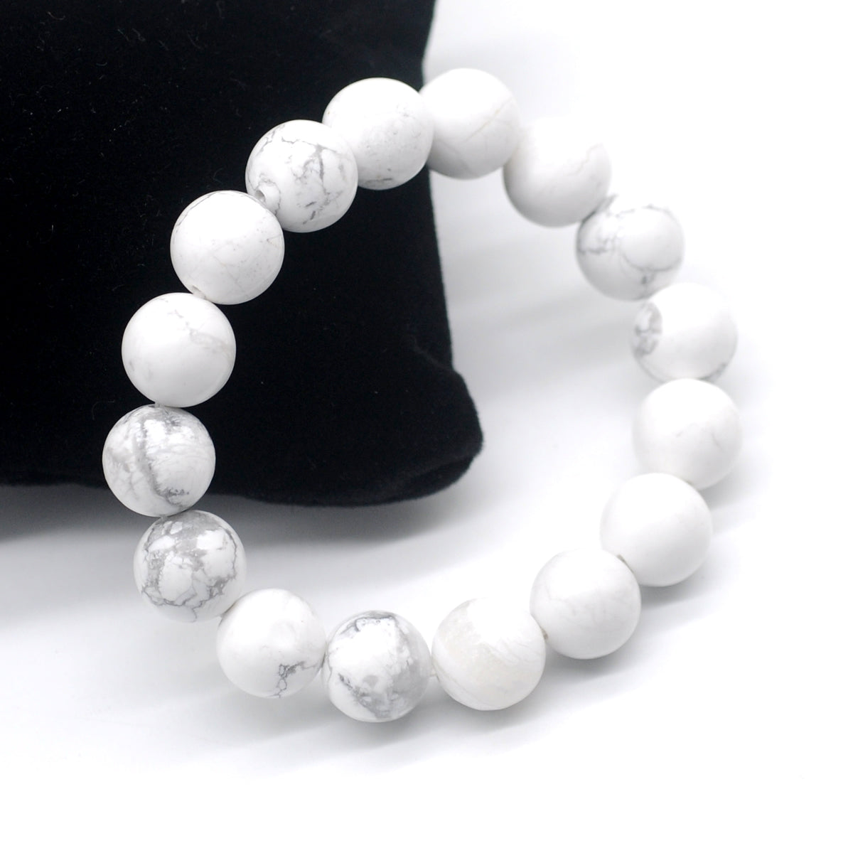 CGB43 White Howlite Beads Stretch Bracelet Smooth Round 10mm 12mm